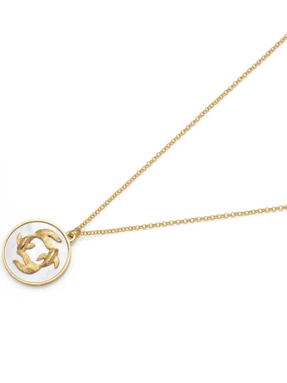 24k Gold Plated Mother of Pearl Zodiac Pendant Necklace NWOT